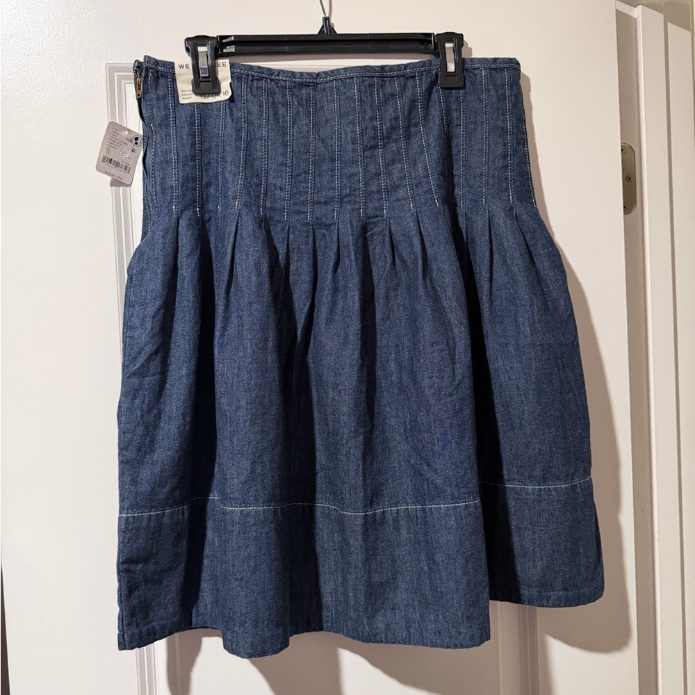 We The Free Dark Blue Denim Paneled Skirt 🔥 Size 12 - Picture 3 of 4